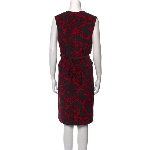 Norma Kamali Sleeveless Floral Wrap Dress Black & Red Size S - Picture 2 of 9